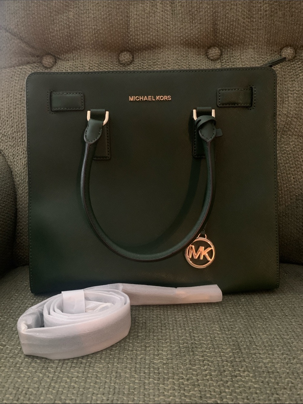 Michael Kors Dillion Satchel in Dark Green